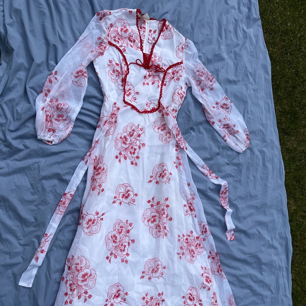 Vintage Montgomery Ward Prairie Maxi Dress Size 17/18 Cottage core Large.